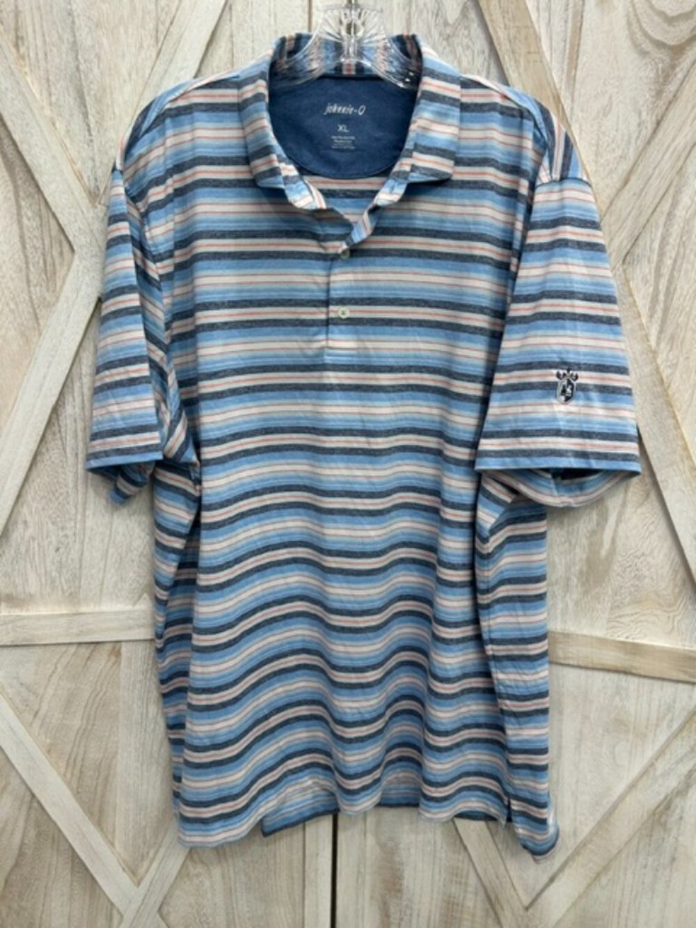 Johnnie-O Performance Polo Men's XL McKinley Lake Golf Club Striped Blue Polo